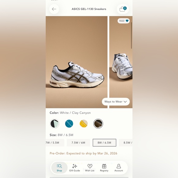 Asics Shoes - NEW! With Box! ASICS GEL-1130 White/Clay Canyon, 8.5